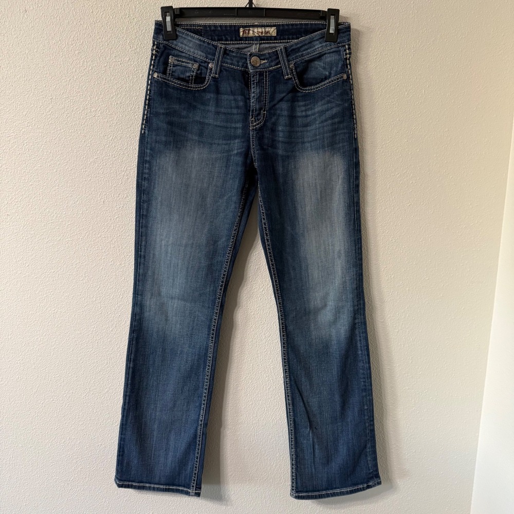 BKE Taylor Womens 28x31.5 Medium Wash Straight Leg Low Rise Western Jeans